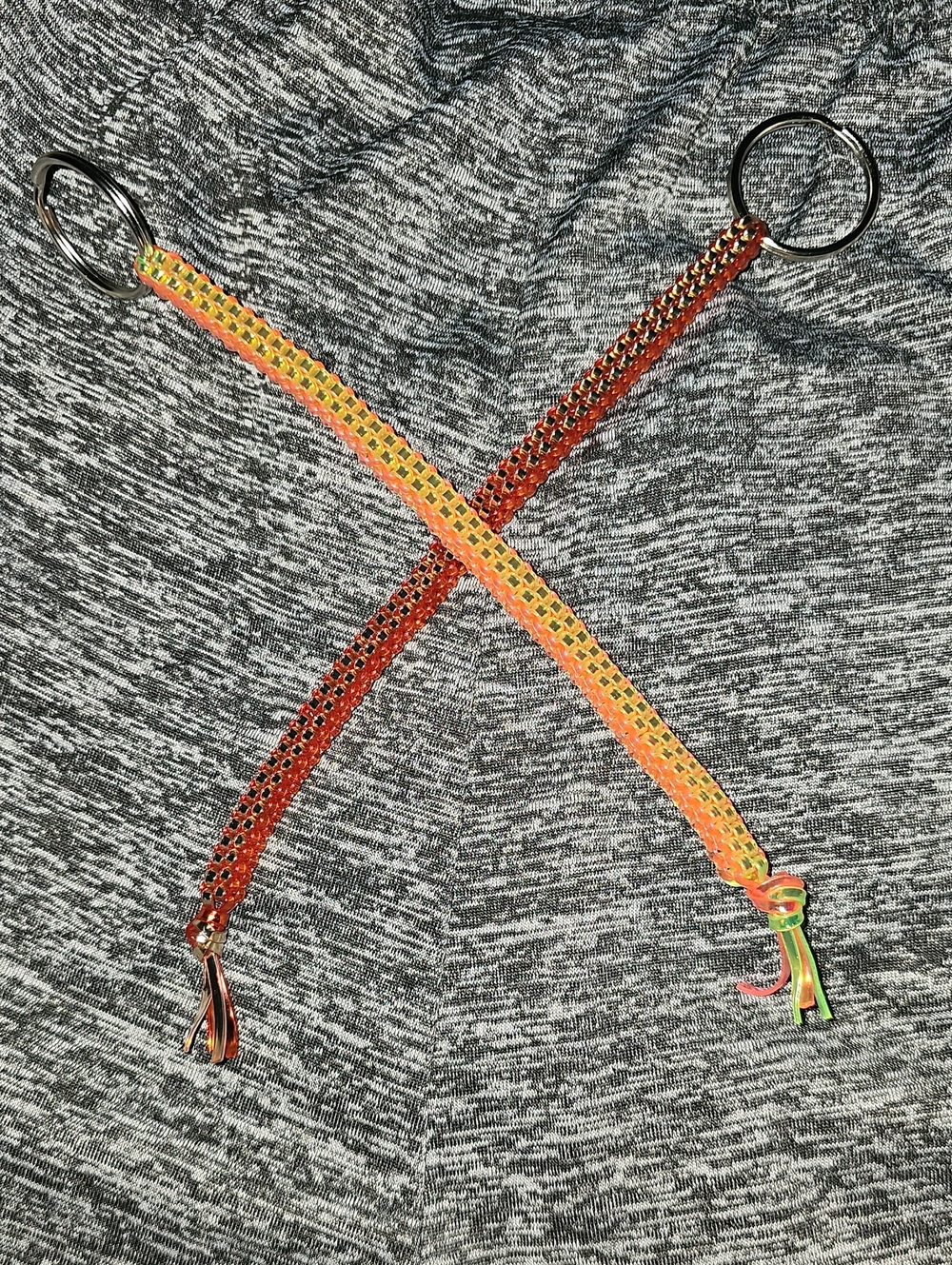 Neon Lanyard Keychain Set - Orange & Yellow